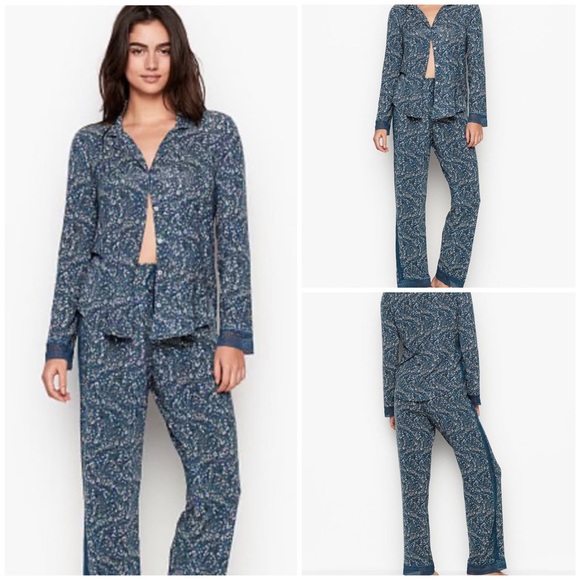 💙 Victoria's Secret, Blue Meadow Heavenly Supersoft Modal Pajama Set - Picture 9 of 16